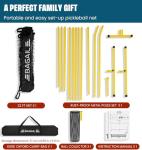 BAGAIL Portable Pickleball Net Set, 22 FT Regulation Size Pickle Ball Net with Ball Collector, Carry Bag, Easy Setup for Outdoor Indoor Driveway - Yellow