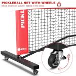 Portable Pickleball Net Set with Wheels, Regulation Size 22 FT & Half Court 11 FT, Steady Metal Frame Pickle Ball Net Set System with Carry Bag for Backyards, Driveways, and Garages (Black&Red)