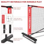 Portable Pickleball Net Set with Wheels, Regulation Size 22 FT & Half Court 11 FT, Steady Metal Frame Pickle Ball Net Set System with Carry Bag for Backyards, Driveways, and Garages (Black&Red)