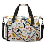 Counullo Colorful Dog Print Sports Duffle Bag - Large Gym Bag with Ventilated Shoe Compartment & Front Racket Sleeve, Waterproof Lightweight for Women Men Tennis Pickleball Travel