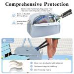 DerHutzucker Tennis Bag for Women with Shoe Compartment, Large Tennis Racket Bag Fits 2 Racquets, Pickleball Gym Sports Tote with Shoulder Strap & Water Bottle Pocket (Blue)