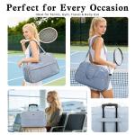 DerHutzucker Tennis Bag for Women with Shoe Compartment, Large Tennis Racket Bag Fits 2 Racquets, Pickleball Gym Sports Tote with Shoulder Strap & Water Bottle Pocket (Blue)