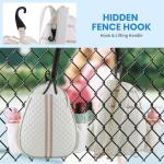 Lufstd Tennis Bags for Women, Quilted Tennis Sling Crossbody Backpack with Hook, Water Resistant Tennis Racket Bags Suitable for Pickleball Badminton,Beige