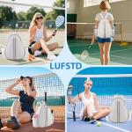 Lufstd Tennis Bags for Women, Quilted Tennis Sling Crossbody Backpack with Hook, Water Resistant Tennis Racket Bags Suitable for Pickleball Badminton,Beige