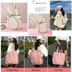 KEQIKAI Tennis Bag, Quilted Water Resistant Tennis Backpack with Racket Compartment for 2-3 Rackets, Multi-Sport Backpack for Pickleball, Badminton, Gym & Travel for Men and Women