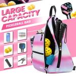 Sucipi Pickleball Bag - Men's -Women's Pickleball Backpack, Adjustable Sling Bag w/Fence Hook/Large Capacity/Safety Pocket-Pink Rainbow