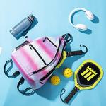 Sucipi Pickleball Bag - Men's -Women's Pickleball Backpack, Adjustable Sling Bag w/Fence Hook/Large Capacity/Safety Pocket-Pink Rainbow