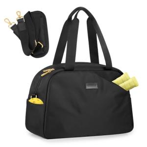 CHICECO Pickleball Tote Bag - Large Black Pickleball Bags for Women, Stylish Nylon Paddle Bag with Adjustable Strap, Stylish Padel bag for 2-4 Paddles and Shoes, Sports Gifts