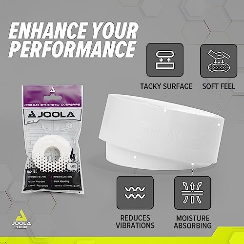 4-Pack JOOLA Pickleball Overgrip for All Rackets, White