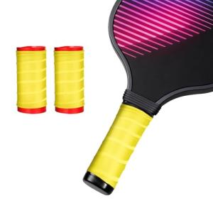 2 Pack Cold Shrink Grip Sleeve for Pickleball Paddle & Tennis Rackets, 3.9"-5.9" Expansion Non-Slip Overgrip, Vibration Dampening Handle Cover for Hammers, Pot Handles & DIY Gear- Yellow