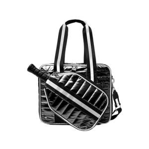 Glove It Detachable Pickleball Tote Bag for Women – Lightweight Quilted Padded Nylon with Adjustable Straps, Paddle Cover Holds 1 Paddle & 4 Balls - Black