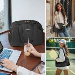 CHICECO Pickleball Tote Bag - Large Black Pickleball Bags for Women, Stylish Nylon Paddle Bag with Adjustable Strap, Stylish Padel bag for 2-4 Paddles and Shoes, Sports Gifts