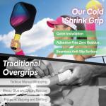 2 Pack Cold Shrink Grip Sleeve for Pickleball Paddle & Tennis Rackets, 3.9"-5.9" Expansion Non-Slip Overgrip, Vibration Dampening Handle Cover for Hammers, Pot Handles & DIY Gear- Yellow