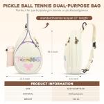 Ohlukies Tennis Bags for Women, Waterproof Crossbody Sling Pickleball backpack,Tennis Racket Bag,Ideal Gift for Girls Sports Lovers (White)