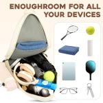 Ohlukies Tennis Bags for Women, Waterproof Crossbody Sling Pickleball backpack,Tennis Racket Bag,Ideal Gift for Girls Sports Lovers (White)