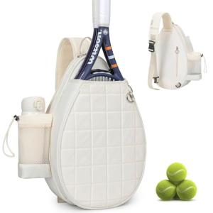 KAVIGOR Tennis Bag Holds 2 Rackets, Quilted Tennis Backpack, Waterproof Crossbody Sling Pickleball Bags for Women, Men and Youth