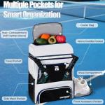 ESCRODOI Pickleball Bag Backpack with Shoe Compartment & Cooler, Large Pickleball Sport Backpack for Men&Women, Multi-Pocket Gym Bags for Sports&Work with Laptop Compartment, White