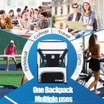 ESCRODOI Pickleball Bag Backpack with Shoe Compartment & Cooler, Large Pickleball Sport Backpack for Men&Women, Multi-Pocket Gym Bags for Sports&Work with Laptop Compartment, White