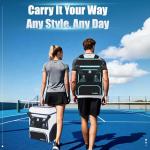 ESCRODOI Pickleball Bag Backpack with Shoe Compartment & Cooler, Large Pickleball Sport Backpack for Men&Women, Multi-Pocket Gym Bags for Sports&Work with Laptop Compartment, White