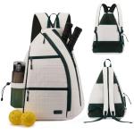 Sucipi Pickleball Bag for Women, Pickleballs Backpack with Fence Hook Reversible Quilted Crossbody Sling Bags Pickle Ball Paddle Bag-Holds Paddles, Pickleballs Accessories,Green White