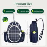 Movker Tennis Bag for Women & Men Sling Crossbody Backpack 2-Racket Waterproof Pocket & Fence Hook Racket Bags Suitable for Pickleball Tennis Badminton