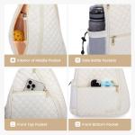 Sucipi Pickleball Bag for Women, Pickleballs Backpack with Fence Hook Reversible Quilted Crossbody Sling Bags Pickle Ball Paddle Bag-Holds Paddles, Pickleballs Accessories,Green White