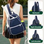 Movker Tennis Bag for Women & Men Sling Crossbody Backpack 2-Racket Waterproof Pocket & Fence Hook Racket Bags Suitable for Pickleball Tennis Badminton