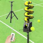 Adjustable Portable Pickleball Machine - Tennis Ball Launcher with Auto Swing, Variable Angles & Speeds, 23.6-41in Height, Triangular Base, 33 Ball Capacity