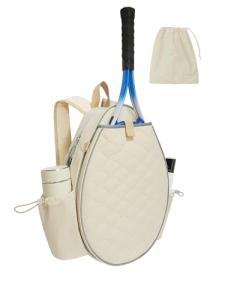 Aurevoxen Tennis Bag for Women and Men, Quilted Tennis Backpack Holds 1-2 Rackets, Lightweight and Water-resistant Sports Bag for Pickleball and Badminton