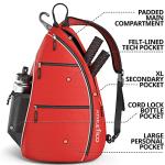 Athletico Sling Bag - Crossbody Backpack for Pickleball, Tennis, Racketball, and Travel for Men and Women (Red)