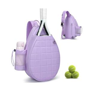 Ebnsksio Tennis Bag, Quilted Tennis Backpack Holds 2 Rackets, Waterproof Crossbody Sling Pickleball Bags For Women, Men And Youth