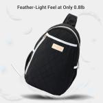 VELADAY Pickleball Bag for Women, Quilted Stylish Sling Bag, Adjustable Shoulder Strap, 2 Storage Compartment Holds Paddles, Balls,Shoes, Black