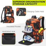 HAMBOLY Pickleball Bag for Men & Women, Large Pickleball Backpack with Shoes Compartment and Cooler, Fence Hook Design (Orange Graffiti)