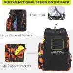 HAMBOLY Pickleball Bag for Men & Women, Large Pickleball Backpack with Shoes Compartment and Cooler, Fence Hook Design (Orange Graffiti)