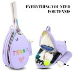 NZNDB Tennis Bags for Women Girl, Tennis Sling Crossbody Backpack, Water Resistant Tennis Bag for Pickleball, Tennis, Racketball(Purple)