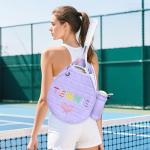 NZNDB Tennis Bags for Women Girl, Tennis Sling Crossbody Backpack, Water Resistant Tennis Bag for Pickleball, Tennis, Racketball(Purple)