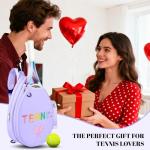 NZNDB Tennis Bags for Women Girl, Tennis Sling Crossbody Backpack, Water Resistant Tennis Bag for Pickleball, Tennis, Racketball(Purple)