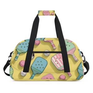 Sport Pickleball Gym Travel Duffle Bag for Women & Men with Front Zipper Pocket for Sports, Overnight, Weekender, Carry On,Workout & Dance Bag,Ball Games,18.9 * 8.7 * 10.6 in