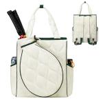 CCGTIOR 2-in-1 Tennis Tote Bag & Tennis Racket Backpack – Extra-Large Quilted Pickleball Racquet Bags, Water-Resistant & Lightweight for Men & Women (White)