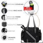 LITMON Pickleball Tote Bag - Detachable Cooler & Fence Hooks – Large Sports Bag for Women & Men, Holds Paddles & Balls (Black)