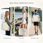 CCGTIOR 2-in-1 Tennis Tote Bag & Tennis Racket Backpack – Extra-Large Quilted Pickleball Racquet Bags, Water-Resistant & Lightweight for Men & Women (White)