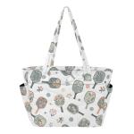 MCHIVER Flower Pickleball White Pattern Quilted Tote Bag for Women Lightweight Puffy Pickleball Tote Bag with Compartments Large Shoulder Handbag for Travel Work Gym