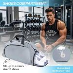 Maymooner Small Gym Bag with Shoes Compartment & Wet Pocket,Unisex Sport Duffel Bag for Pickleball Paddle,Waterproof Workout Weekender Overnight Bags for Travel Yoga Swimming,Silver Grey