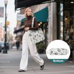 MCHIVER Flower Pickleball White Pattern Quilted Tote Bag for Women Lightweight Puffy Pickleball Tote Bag with Compartments Large Shoulder Handbag for Travel Work Gym