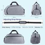 Maymooner Small Gym Bag with Shoes Compartment & Wet Pocket,Unisex Sport Duffel Bag for Pickleball Paddle,Waterproof Workout Weekender Overnight Bags for Travel Yoga Swimming,Silver Grey