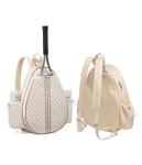 Fullishment Tennis Bag for Women Men,Quilted Tennis Sling Crossbody Backpack,Water Resistant 27'' Tennis Racket Bag with Wet Compartment,Pickleball Badminton Gear (Beige)
