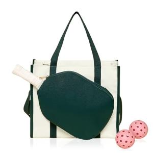 Mini Momo Durable Pickleball Tote Bag with Large Capacity & Adjustable Crossbody Strap (Green)