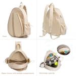 Fullishment Tennis Bag for Women Men,Quilted Tennis Sling Crossbody Backpack,Water Resistant 27'' Tennis Racket Bag with Wet Compartment,Pickleball Badminton Gear (Beige)