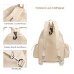 Fullishment Tennis Bag for Women Men,Quilted Tennis Sling Crossbody Backpack,Water Resistant 27'' Tennis Racket Bag with Wet Compartment,Pickleball Badminton Gear (Beige)