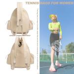 Fullishment Tennis Bag for Women Men,Quilted Tennis Sling Crossbody Backpack,Water Resistant 27'' Tennis Racket Bag with Wet Compartment,Pickleball Badminton Gear (Beige)